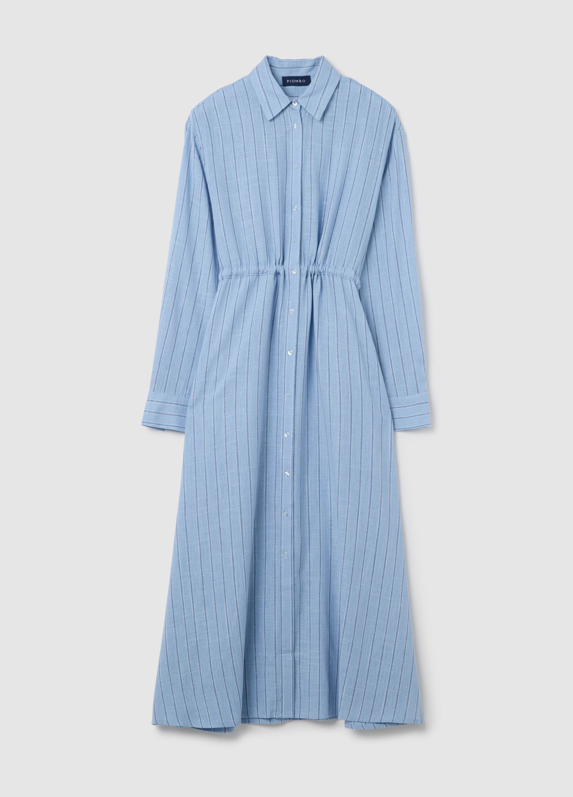 Women’s multicoloured regular-fit long dress in viscose and linen blend