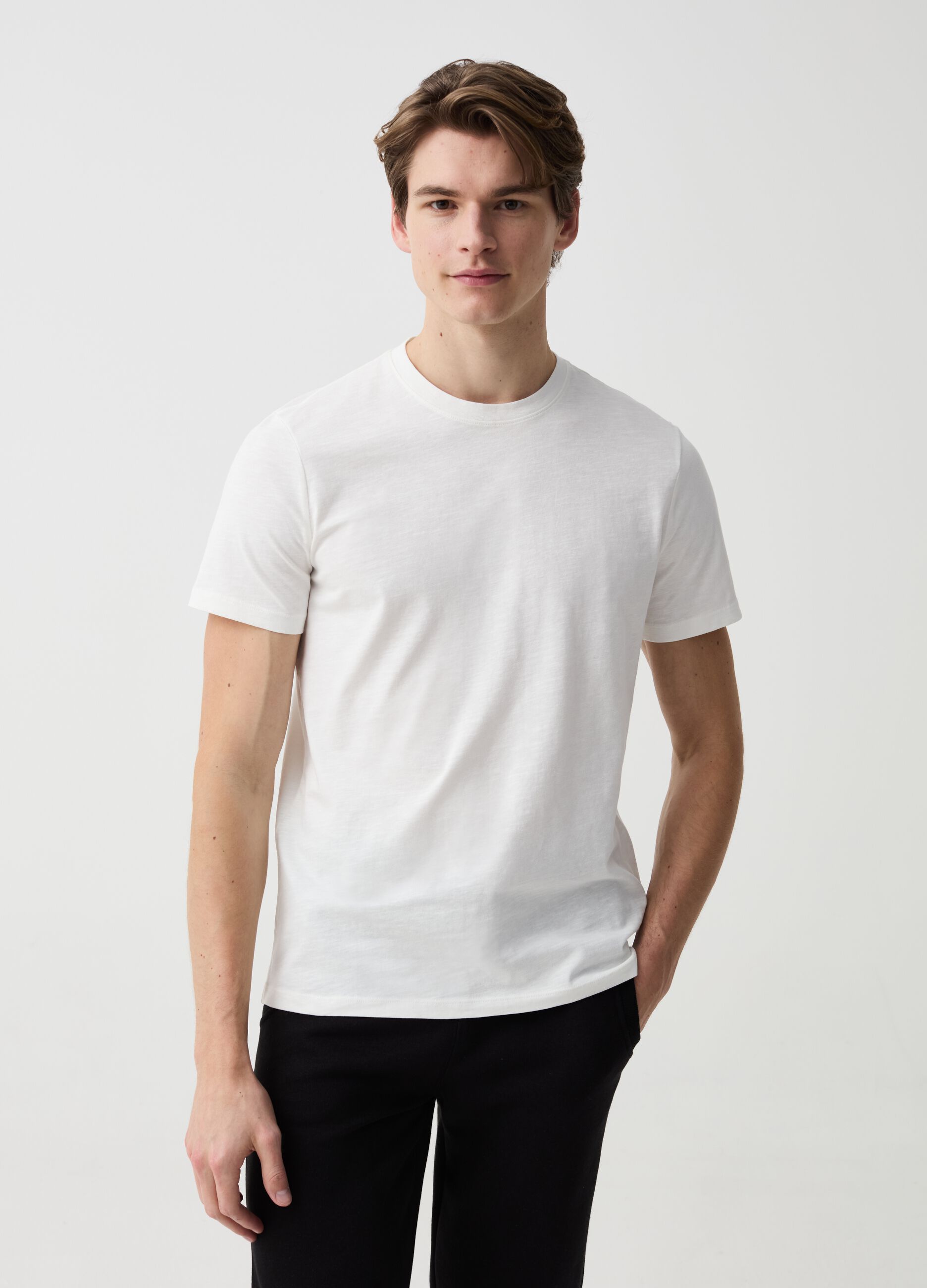 T-shirt girocollo in slub jersey