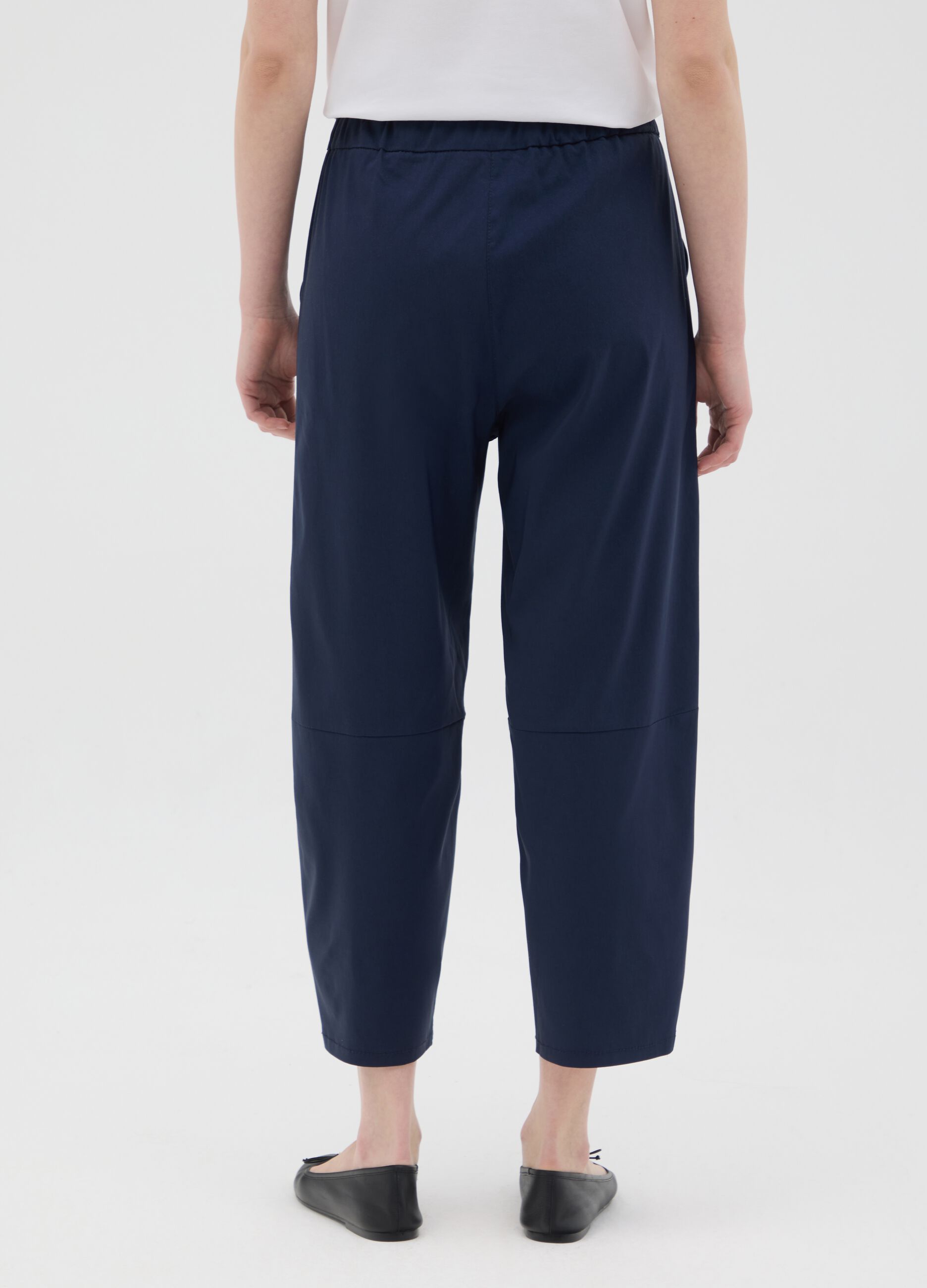 Women's blue regular fit stretch fabric trousers