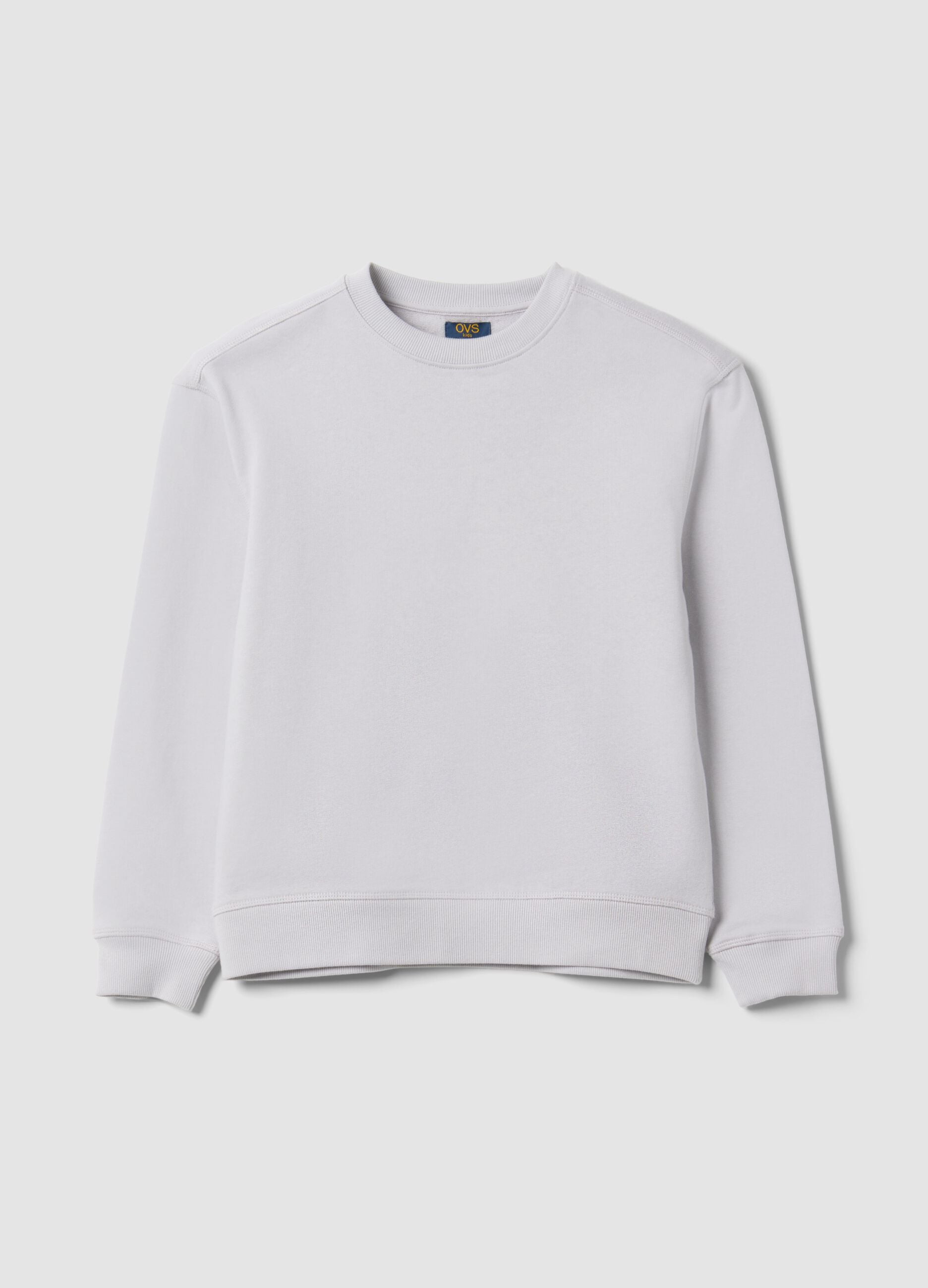 Grey pure cotton crew-neck sweatshirt for boys, relaxed fit