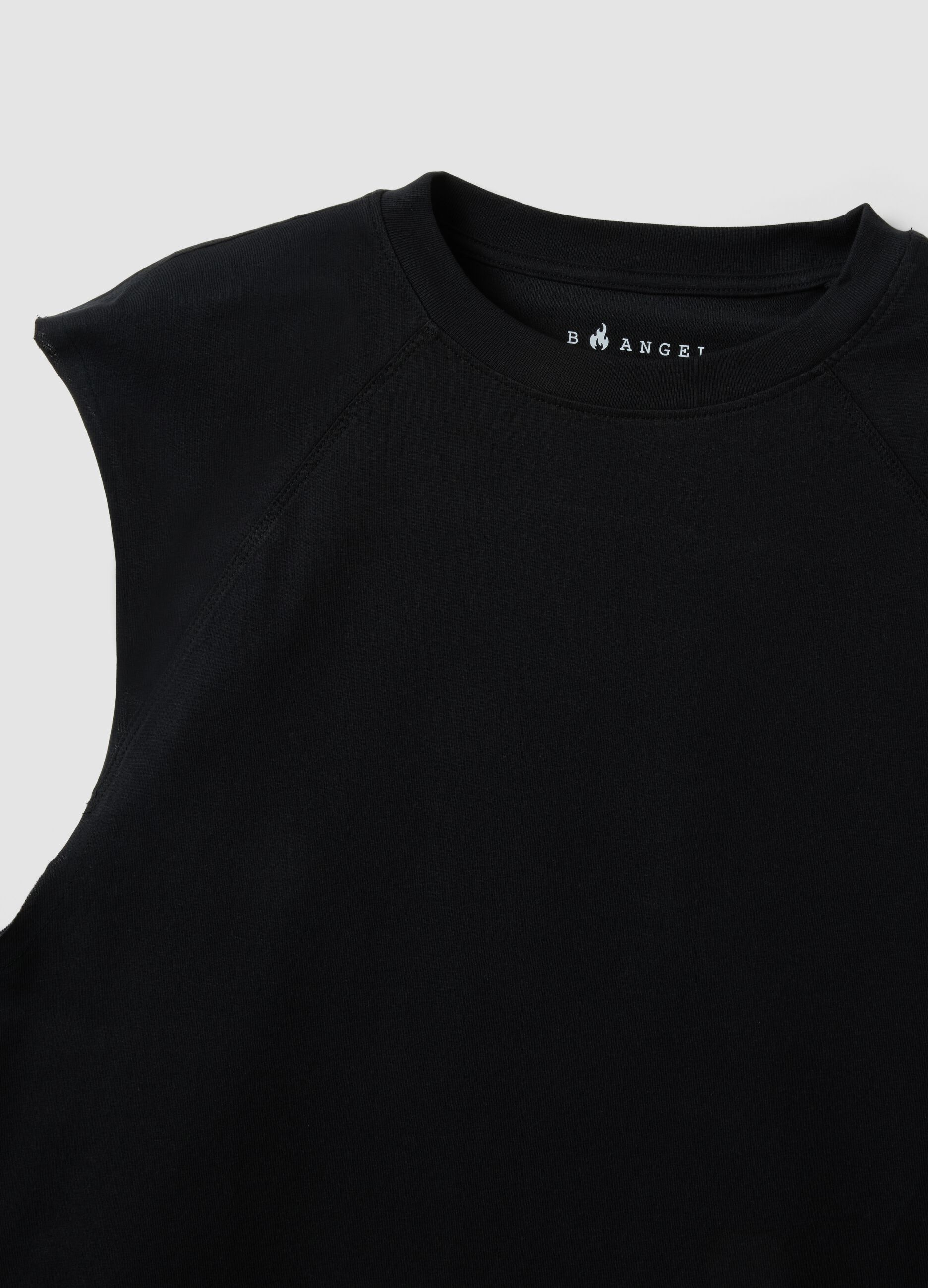 Black pure cotton regular-fit tank top