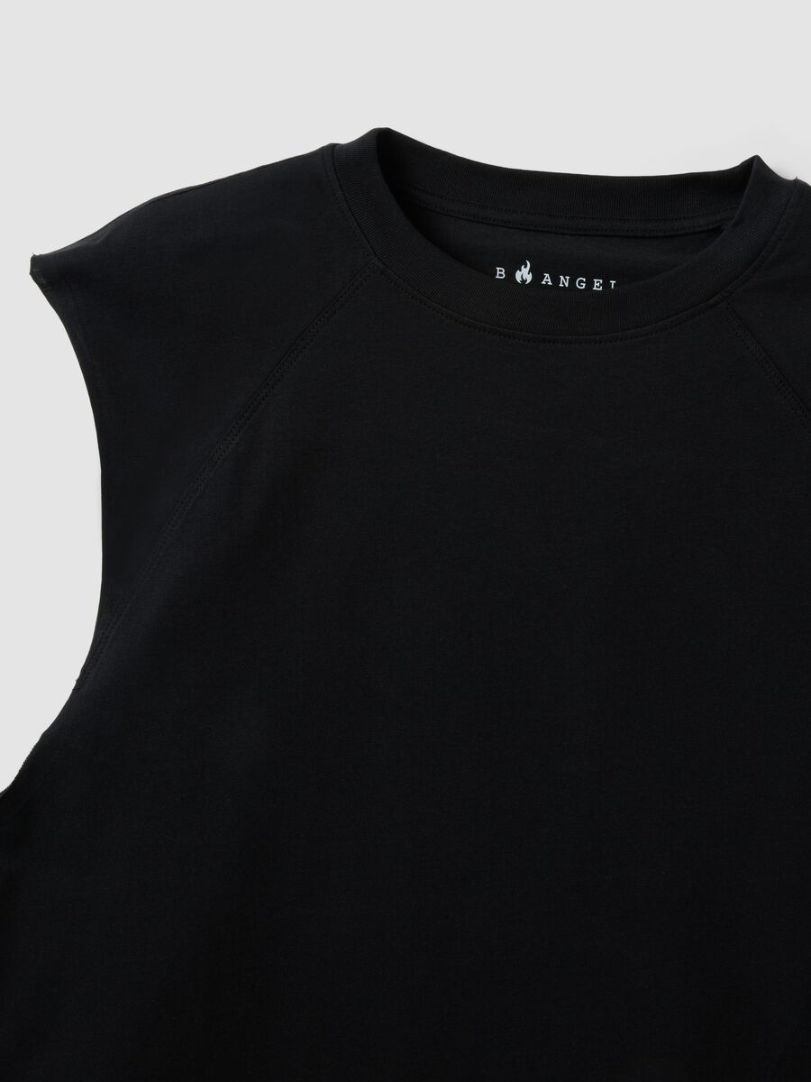 Black pure cotton regular-fit tank top_1