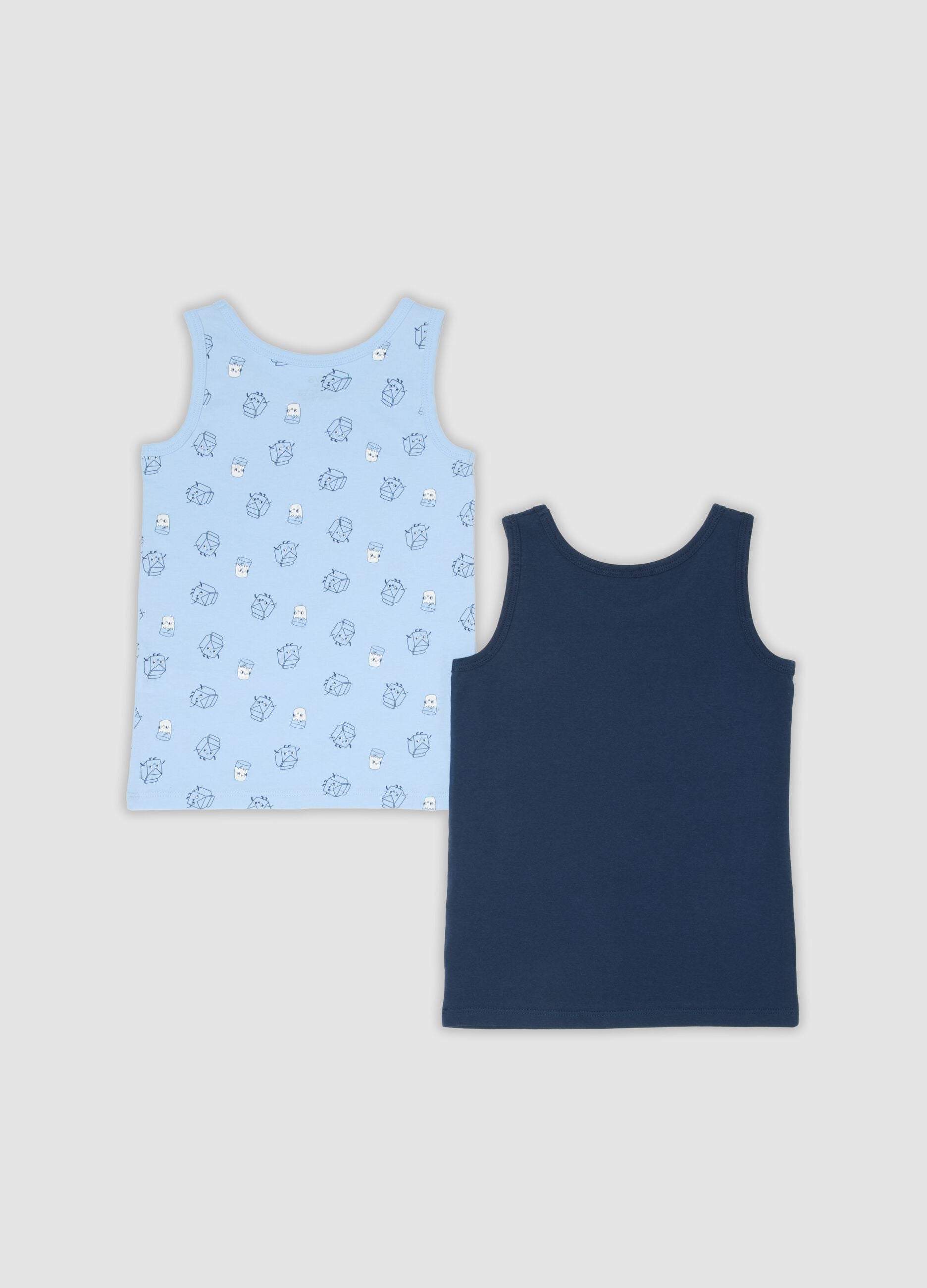 2-pack of blue and light blue organic cotton regular-fit vests for boys