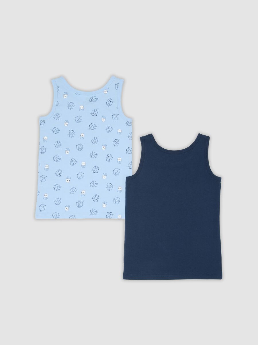 Bipack di canotte blu e azzurro in cotone organico regular fit per bambino_1