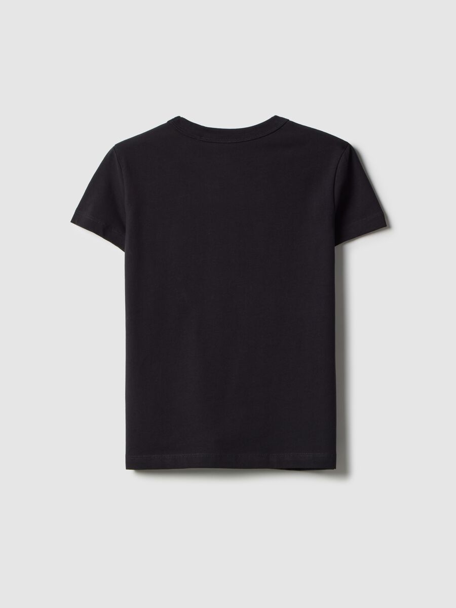 Girls' black cotton blend T-shirt regular fit_4