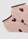 Pink ankle socks in elasticated cotton blend with hearts_2