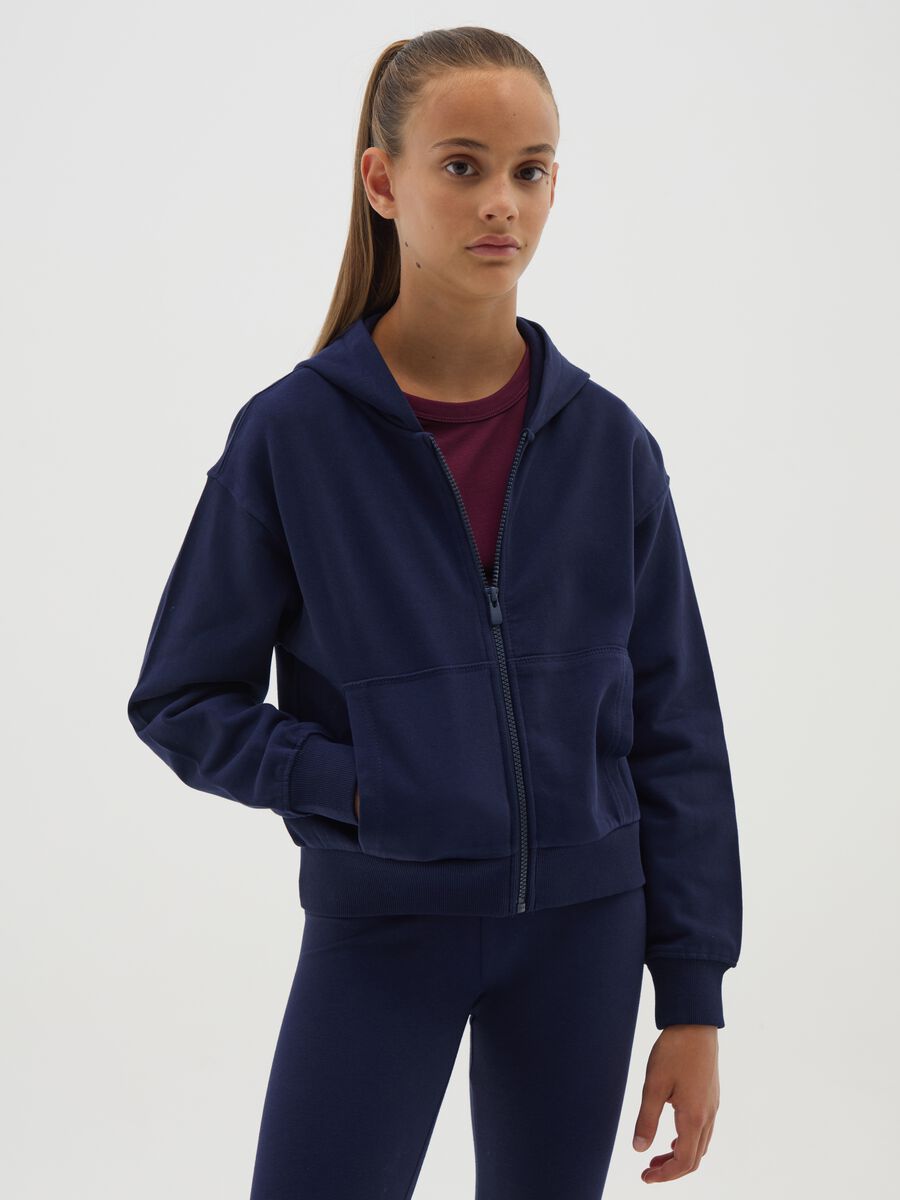 Girls' blue regular fit pure cotton sweatshirt_0
