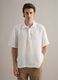 White pure linen regular fit shirt with bowling collar_3