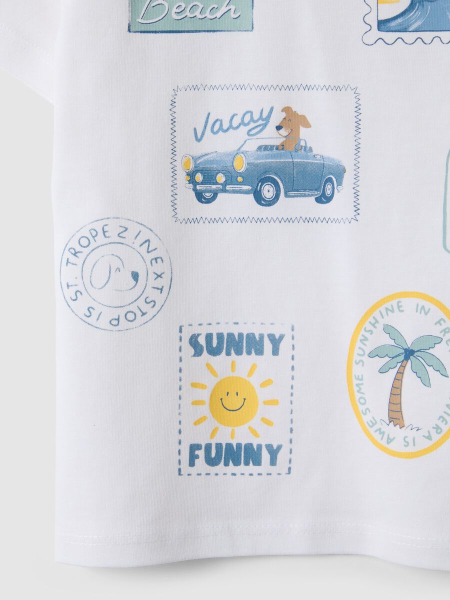 T-shirt in puro cotone bianca da bimbo regular fit con stampe_3