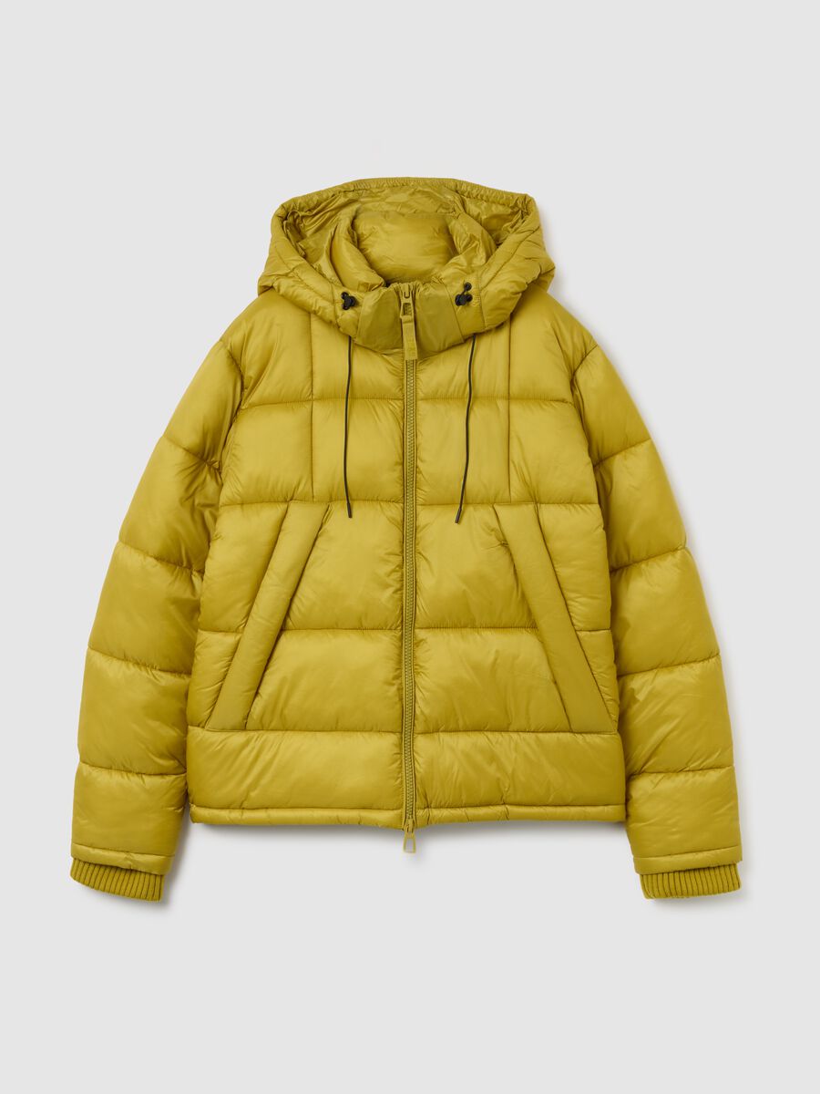 The Iconic Puffer yellow ochre jacket with removable hood_4
