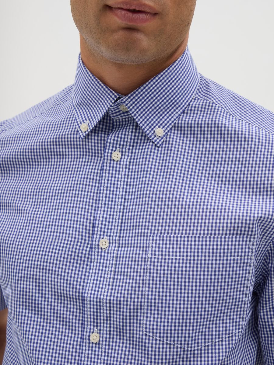 Men's blue regular fit cotton blend shirt_1