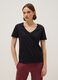 Black pure cotton V-neck regular fit T-shirt_0