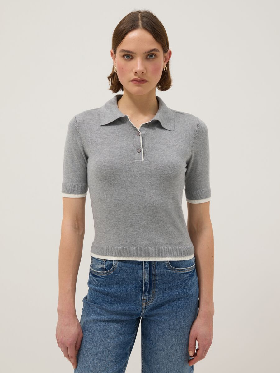 Polo in misto viscosa grigia regular fit_0