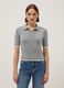 Grey viscose blend regular fit polo shirt_0