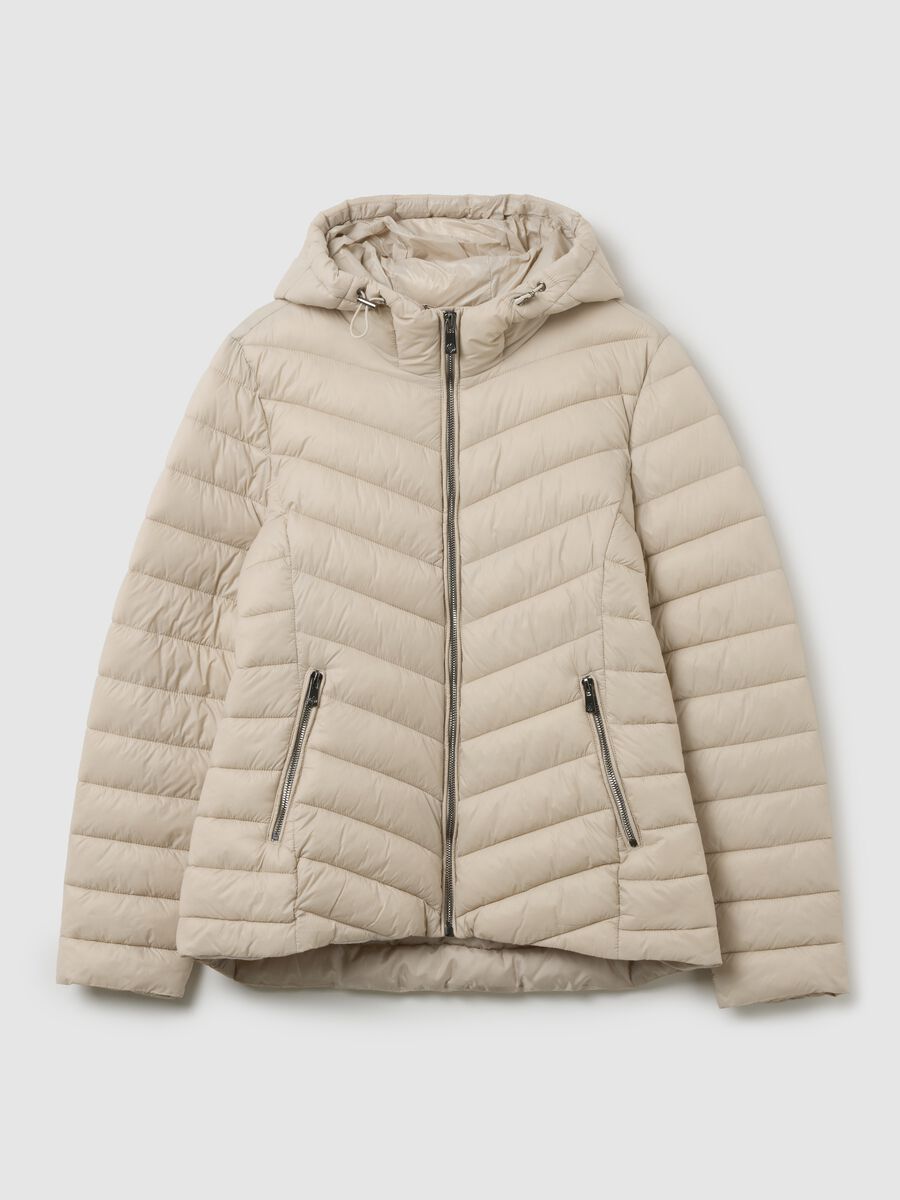 Giacca imbottita beige regular fit con cappuccio_4