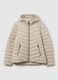 Regular fit padded beige jacket with hood_4