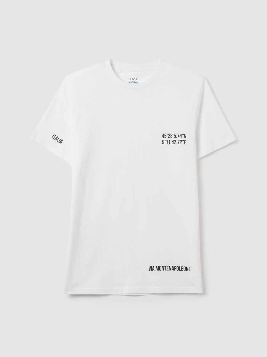 Cotton T-shirt with Via Montenapoleone coordinates_4