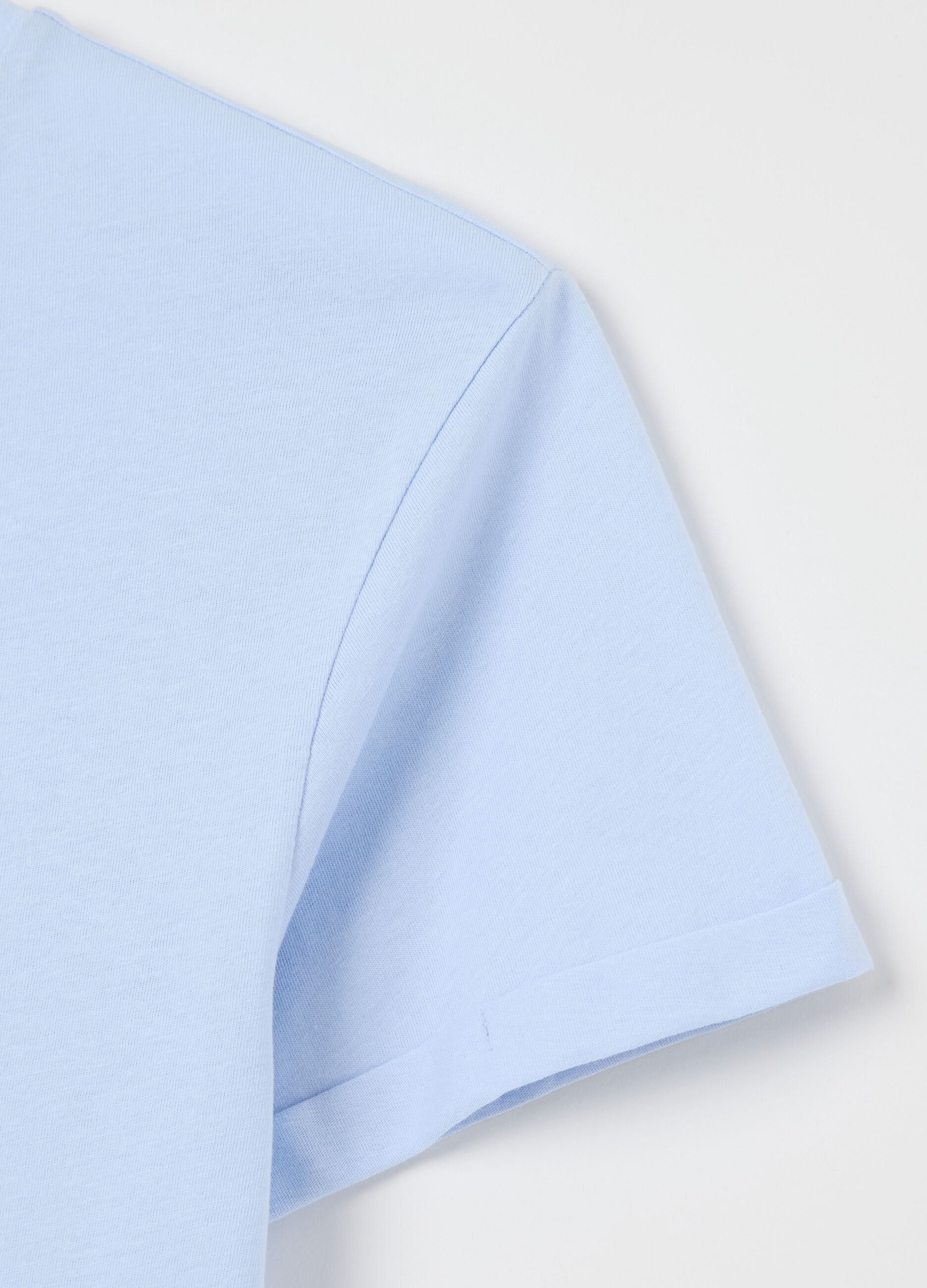 Light blue cotton pyjama top with lettering embroidery