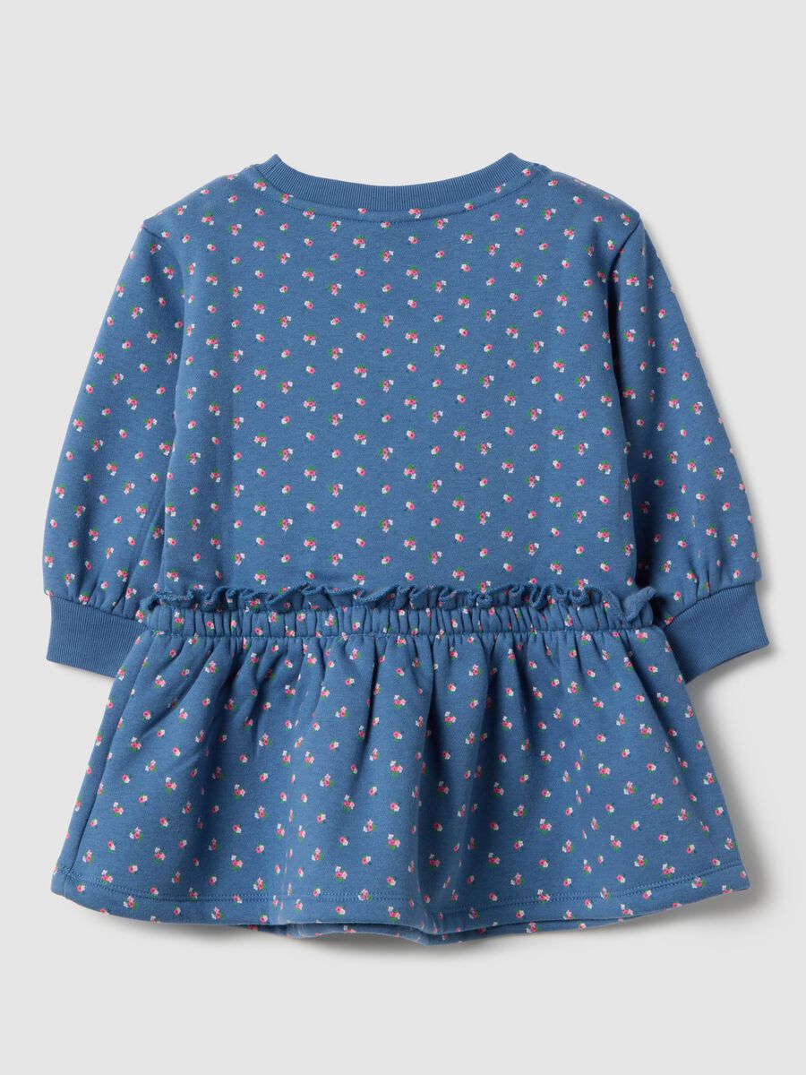 Vestito blu da bambina in misto cotone regular fit con stampa floreale_1