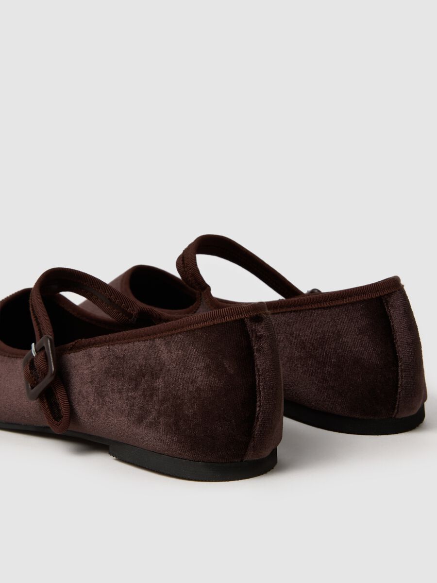 Scarpe ballerina in velluto marrone_1