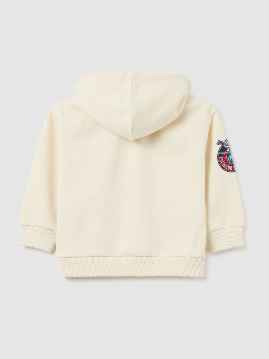 White oversized cotton blend children's hoodie_1