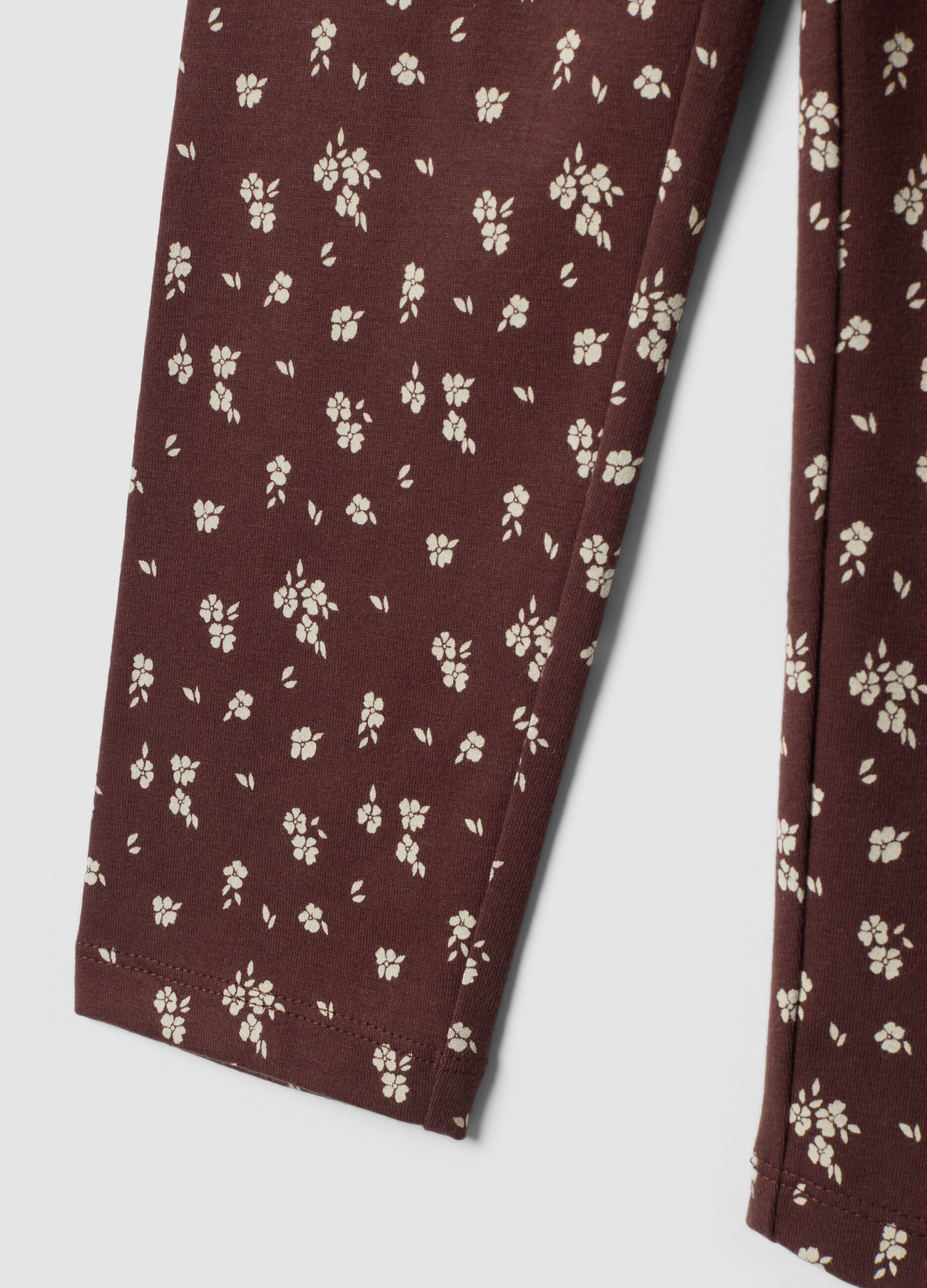 Brown floral organic stretch cotton leggings