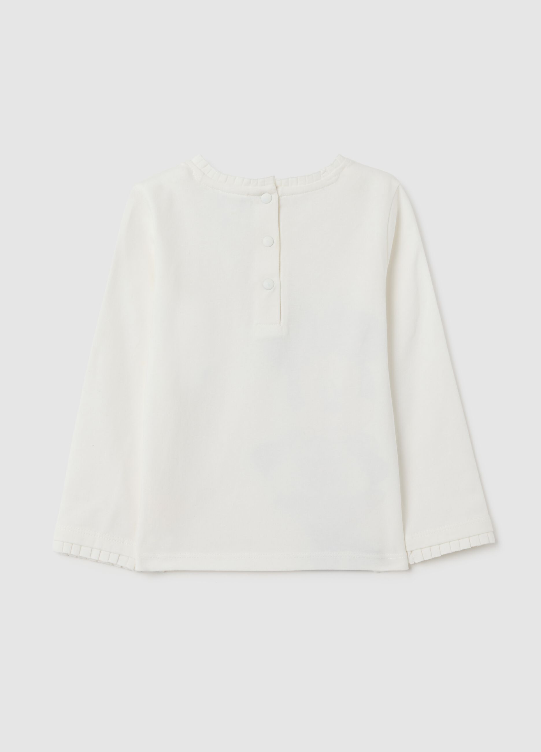 Maglietta da bambina in cotone elasticizzato bianca