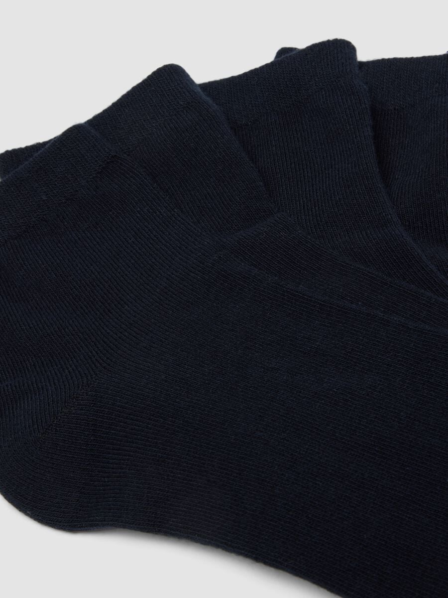 Tripack di calze sportive blu alla caviglia in cotone organico_1