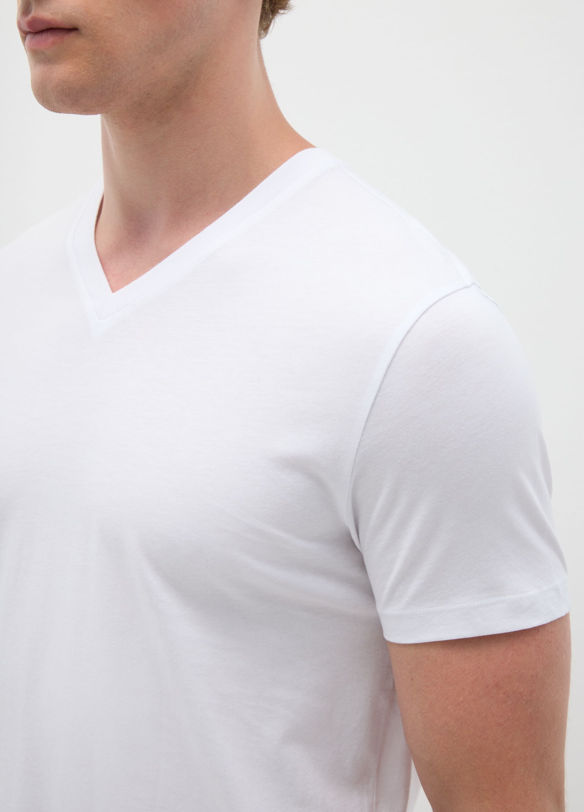 Set of 3 men's white cotton regular fit t-shirts
