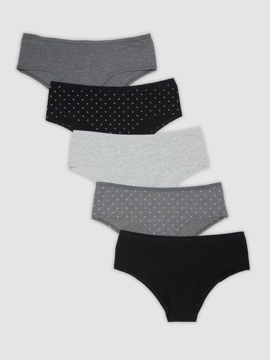 Multipack di cinque slip neri in tessuto elasticizzato_4
