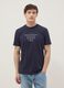 Blue pure cotton regular-fit T-shirt with front print_0