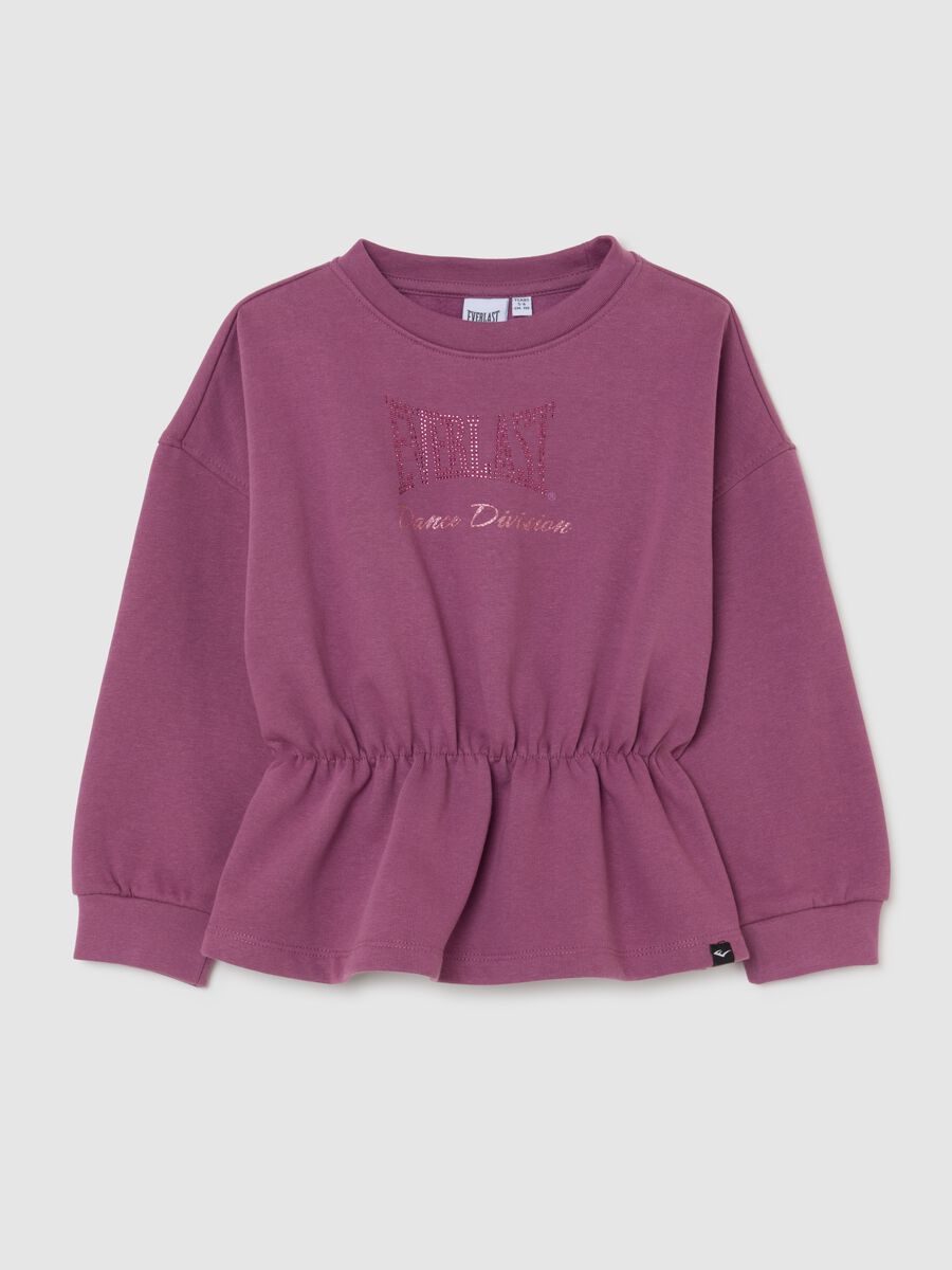 Felpa viola da bambina in misto cotone regular fit con logo Everlast_0
