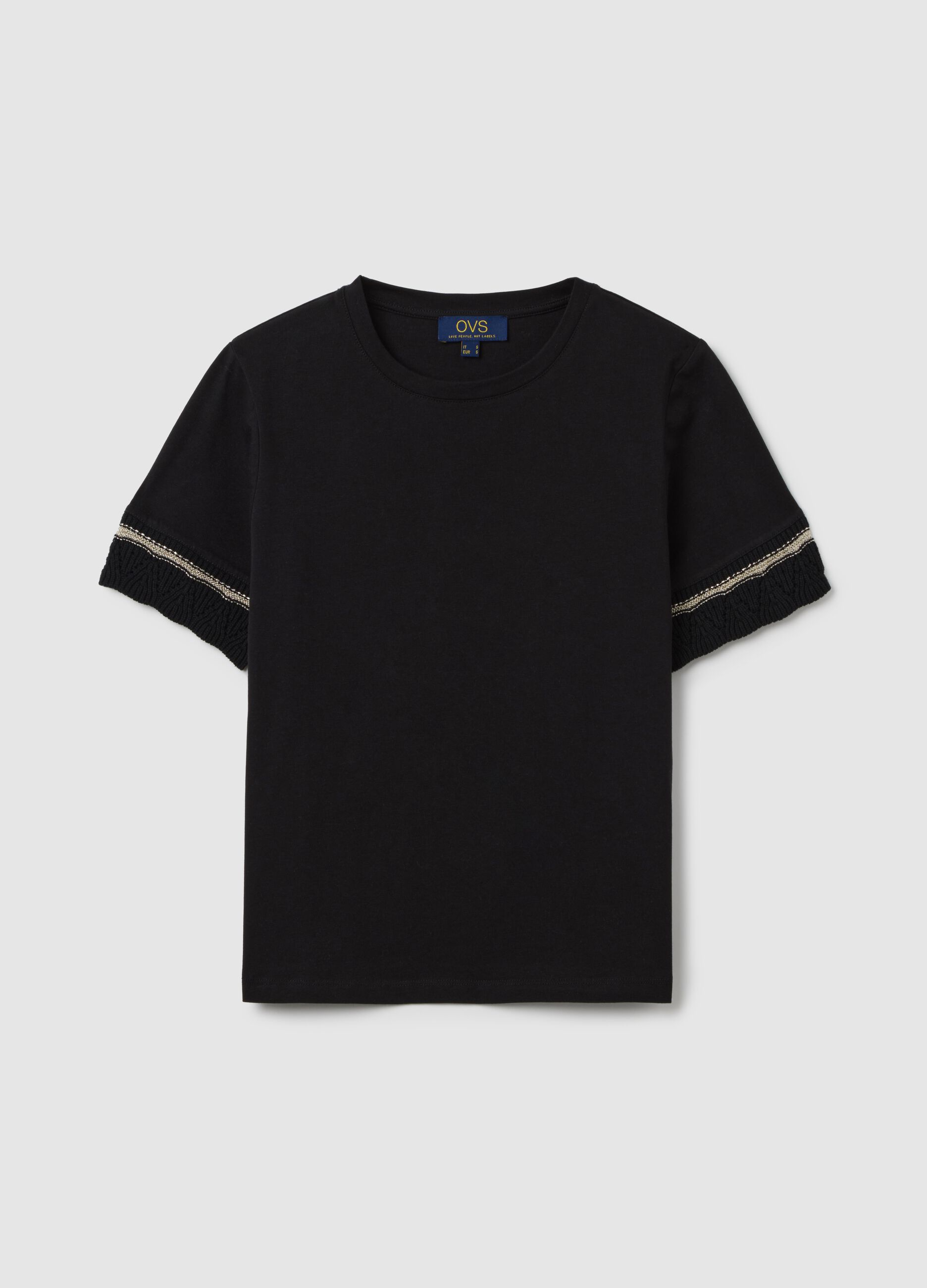 Black T-shirt with decorative details by Ovs