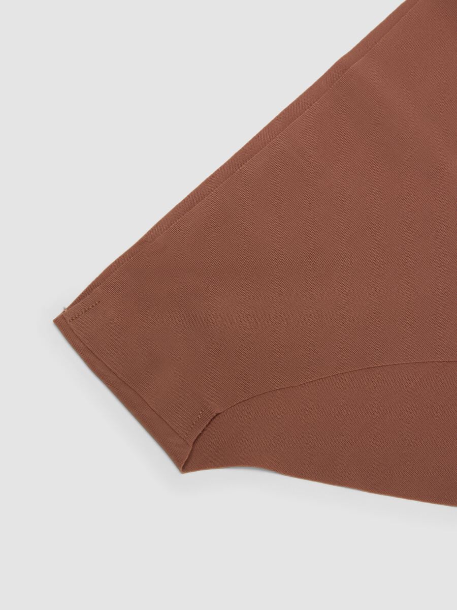 Slip marrone in microfibra elasticizzata a vita regular_5