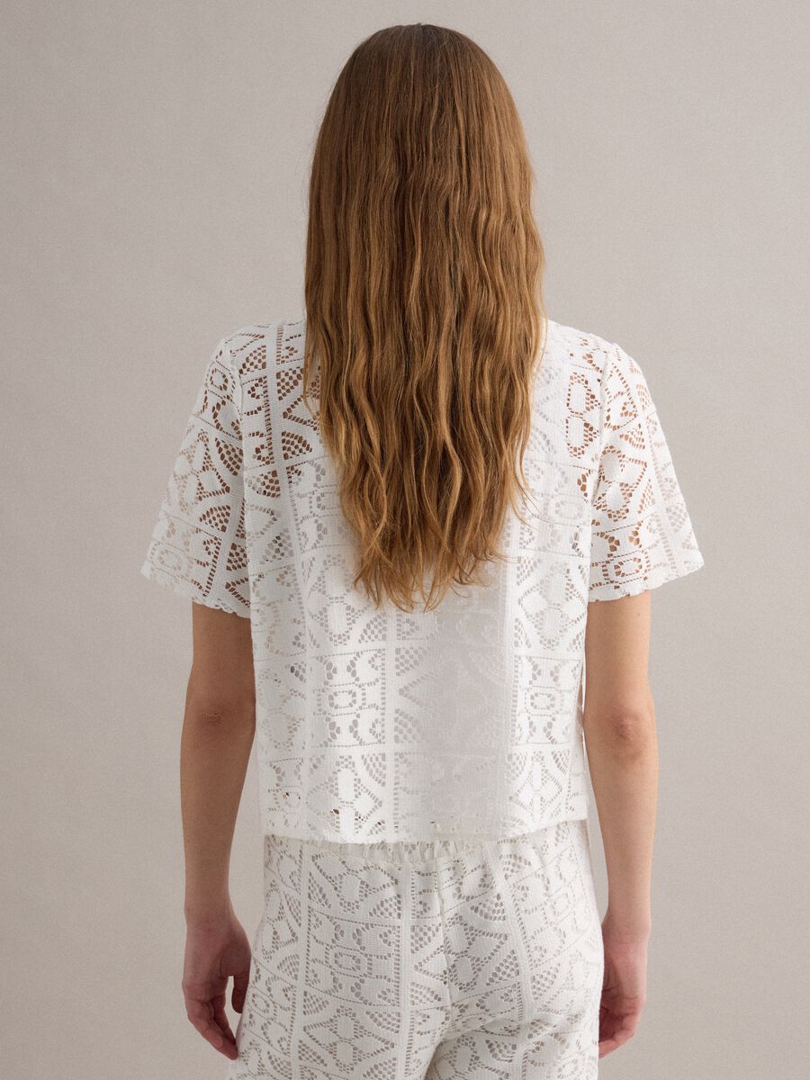 White perforated short-sleeve polo shirt, regular fit_3