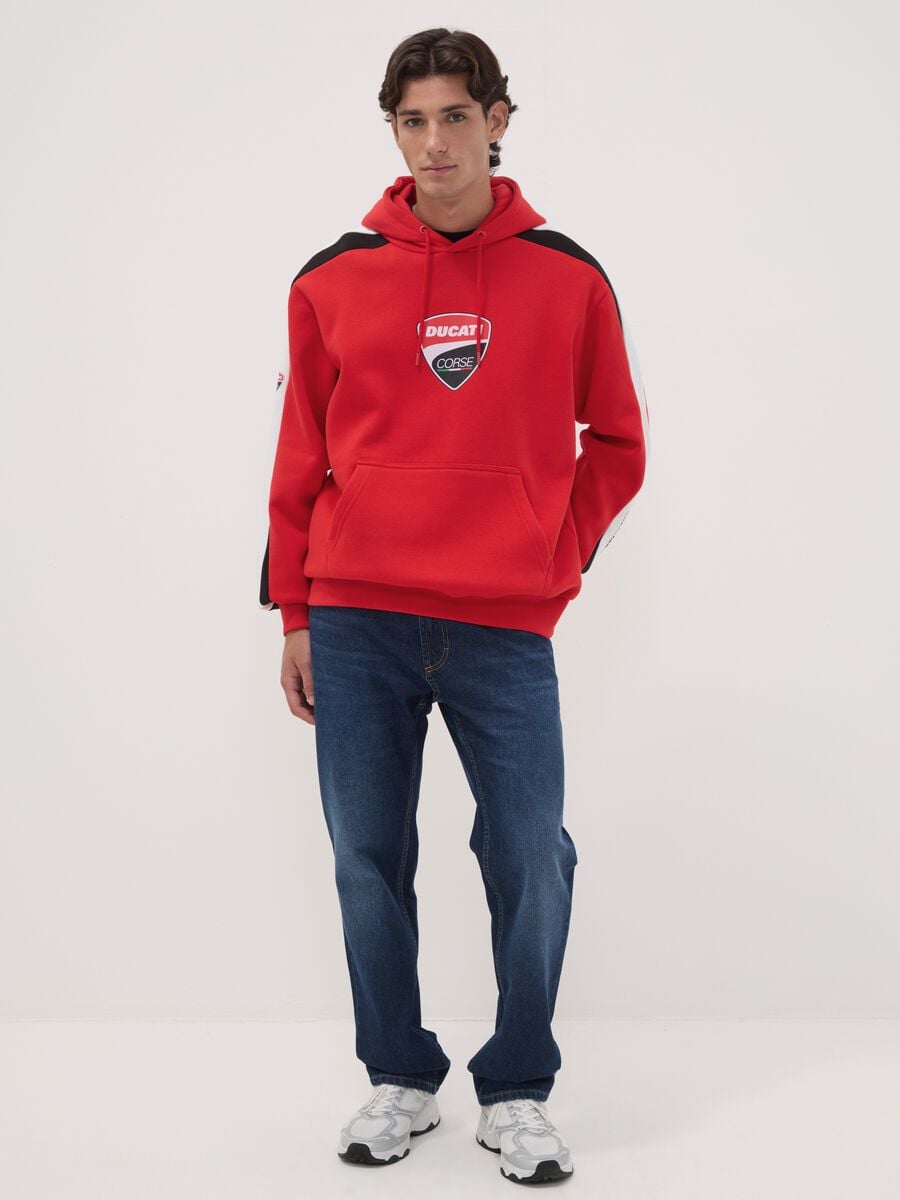 Red Ducati printed cotton-blend hoodie_1