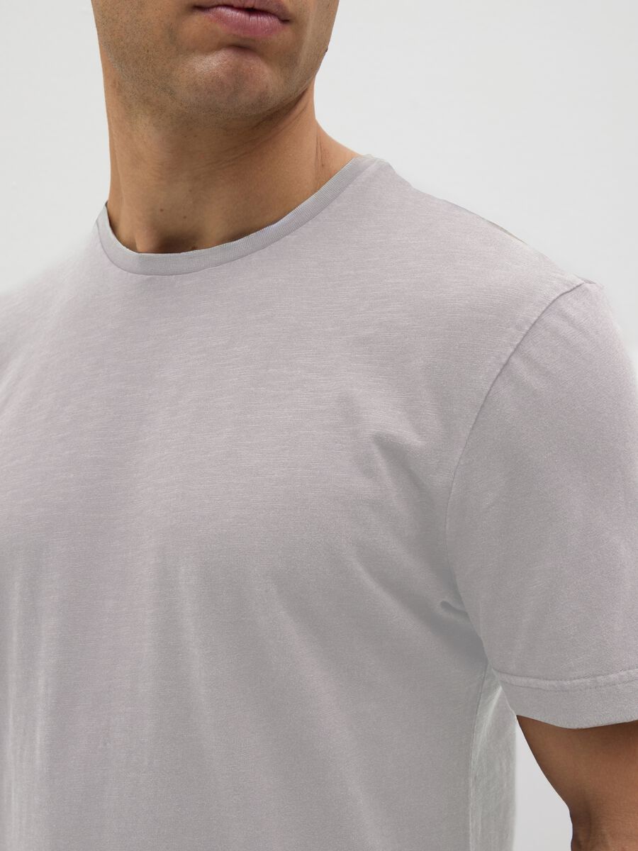 Men's grey pure cotton T-shirt regular fit_3