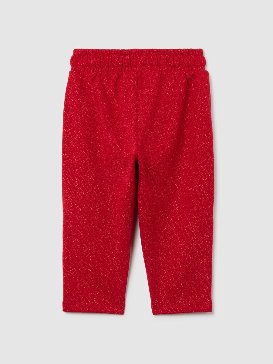 Pantaloni da bimba in cotone elasticizzato rossi con glitter_1