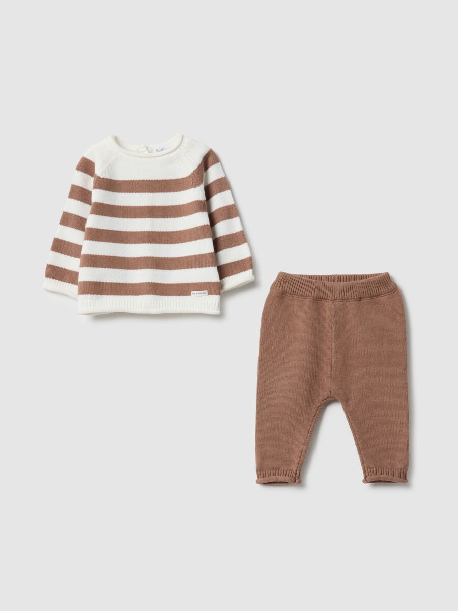 Newborn regular fit multicolour cotton sweatshirt and trousers set_0