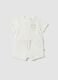 Newborn white pure cotton romper with short sleeves and embroidery_0