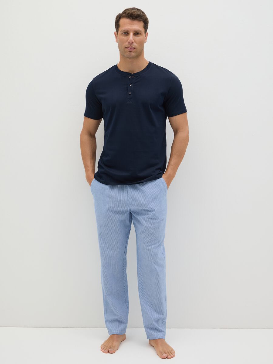 Men's Light Blue Pure Cotton Regular Fit Trousers_0