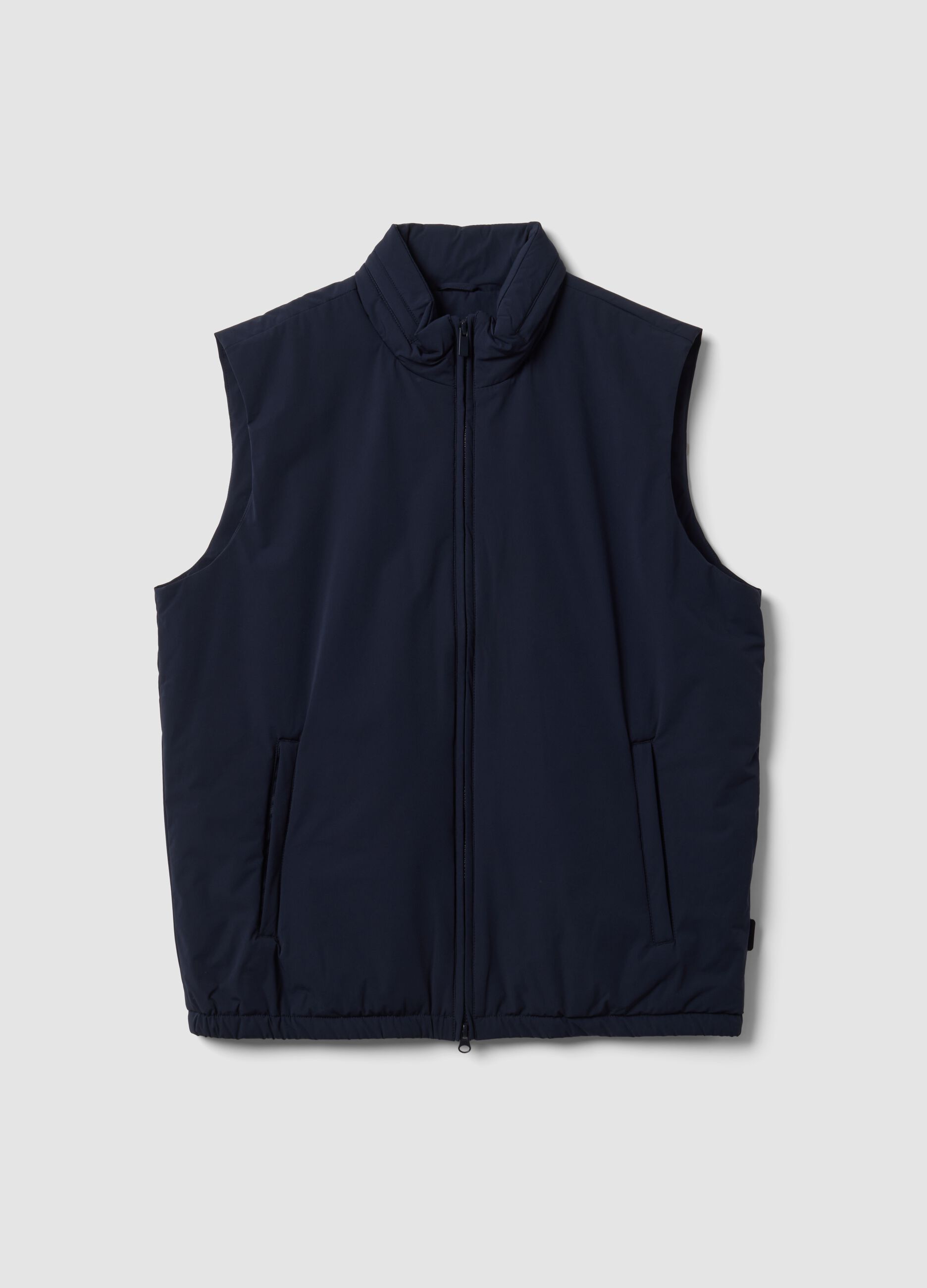 Blue stretch-fabric gilet with zip