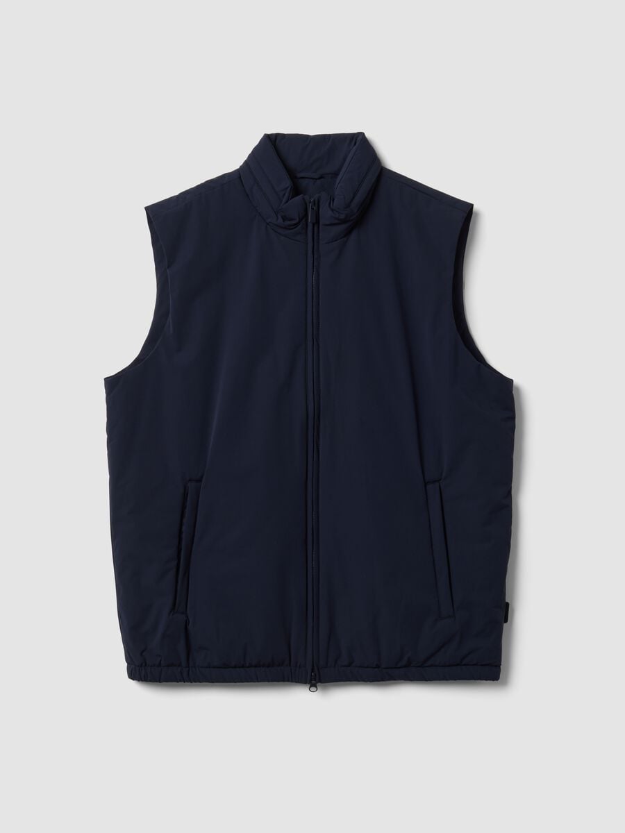 Blue stretch-fabric gilet with zip_4