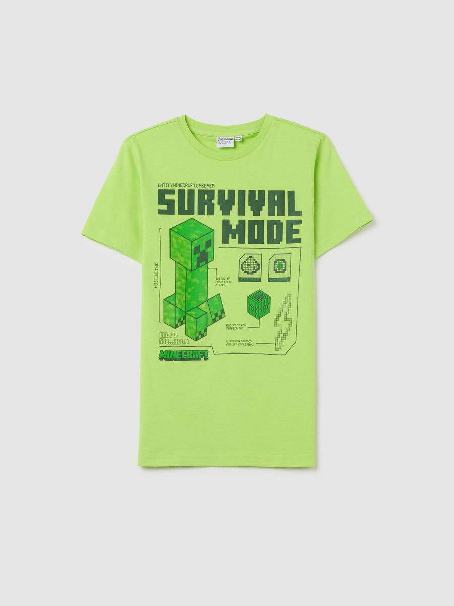 Green 'survival mode' cotton T-shirt for kids_0