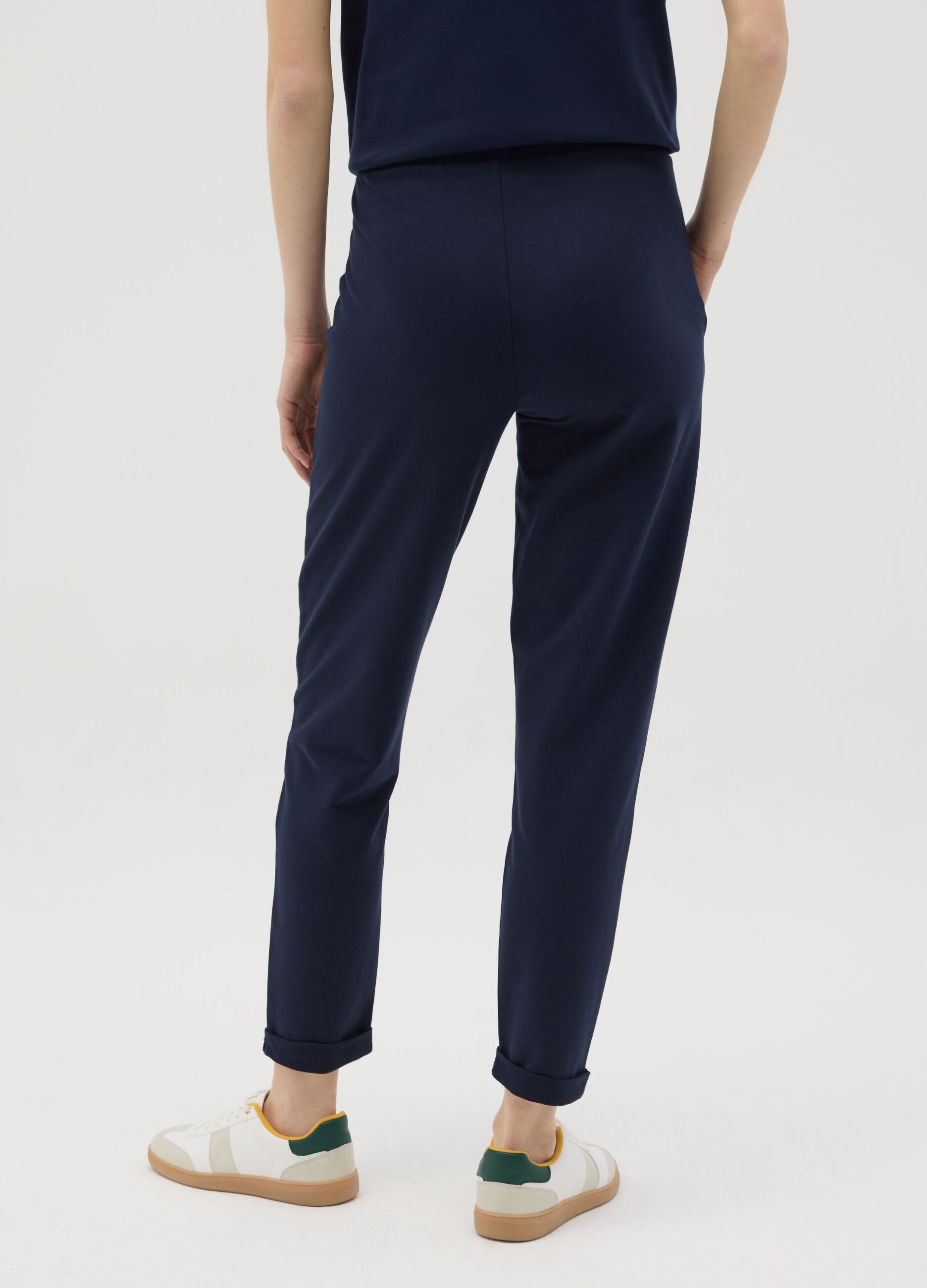 Black French terry joggers with drawstring
