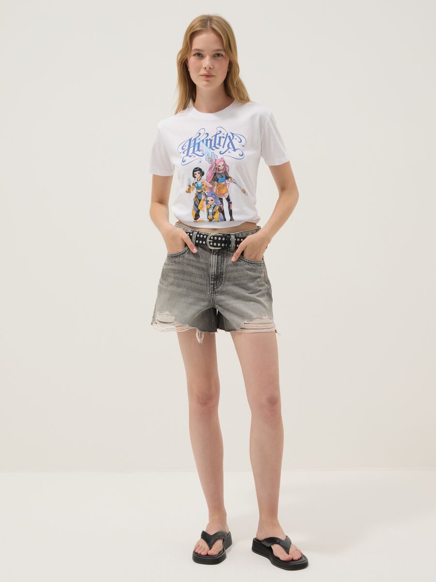 T-shirt in puro cotone bianca regular fit con stampa K-Pop Demon Hunters_1