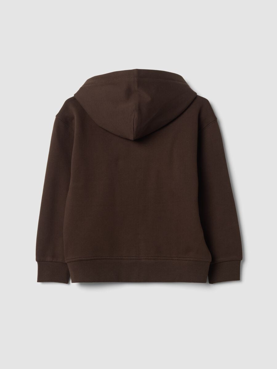 Felpa marrone in puro cotone organico con cappuccio girocollo_1
