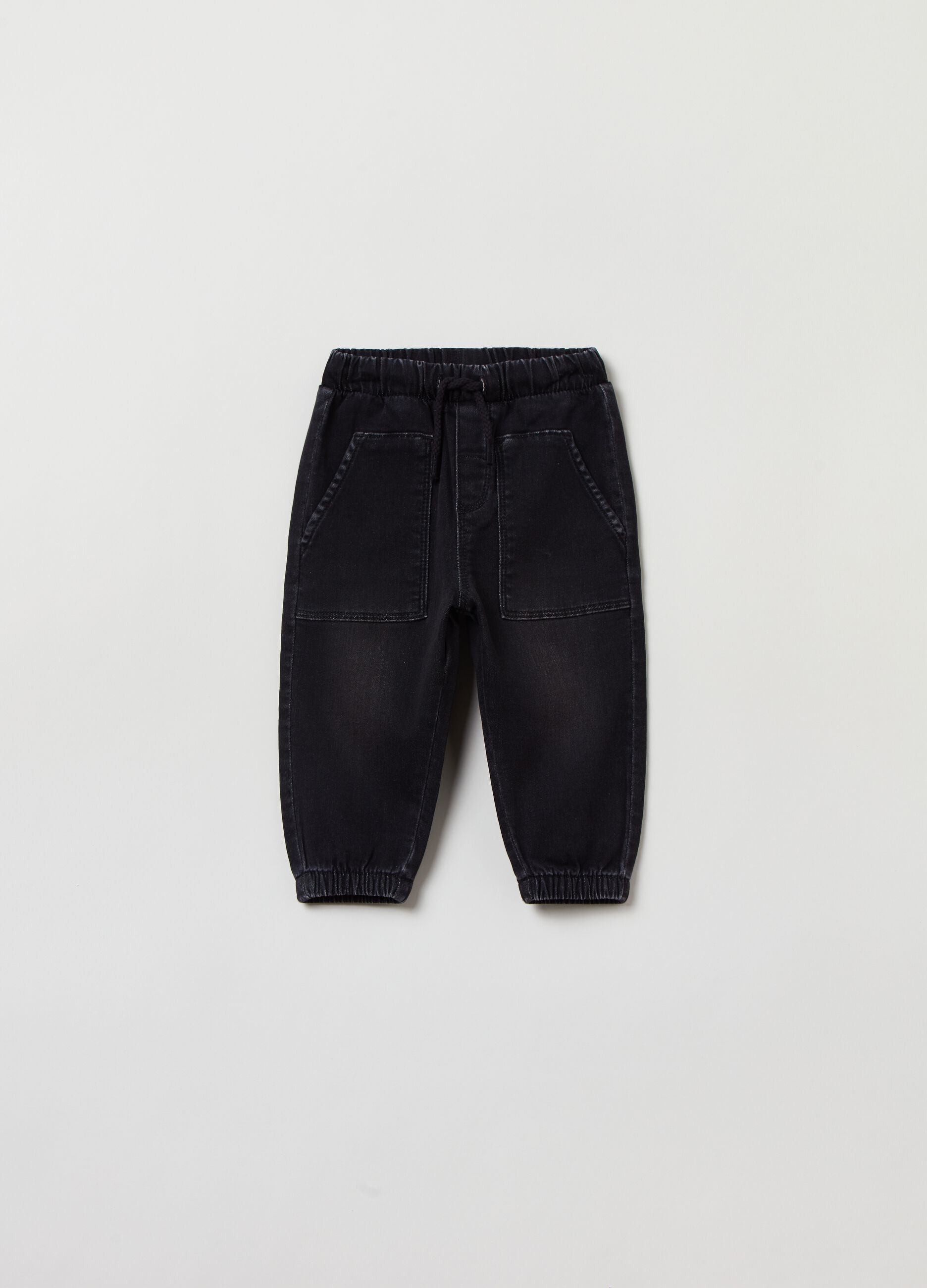Joggers in denim con tasche_0
