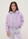 Purple padded regular fit jacket with hood for girls_0