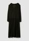 Black dress with deep V-neck and ruffles_2